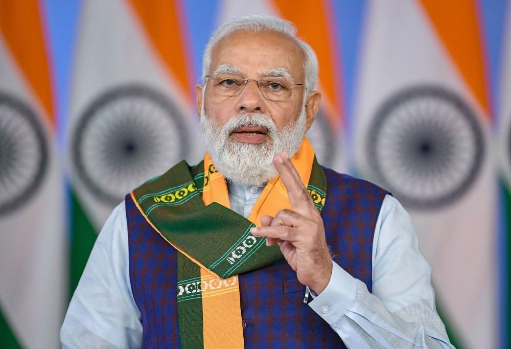 FEB. 24, 2022**New Delhi: Prime Minister Narendra Modi addresses a webinar on the positive impact of Union Budget 2022 on the agriculture sector, in New Delhi. (PTI Photo)