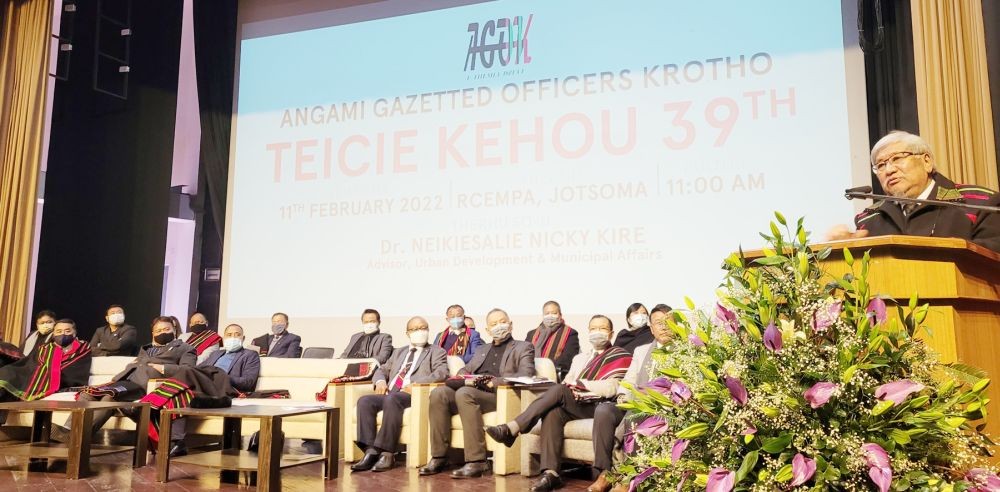 Dr Nicky addressing 39th session of AGOK held on February 11. (Morung Photo)