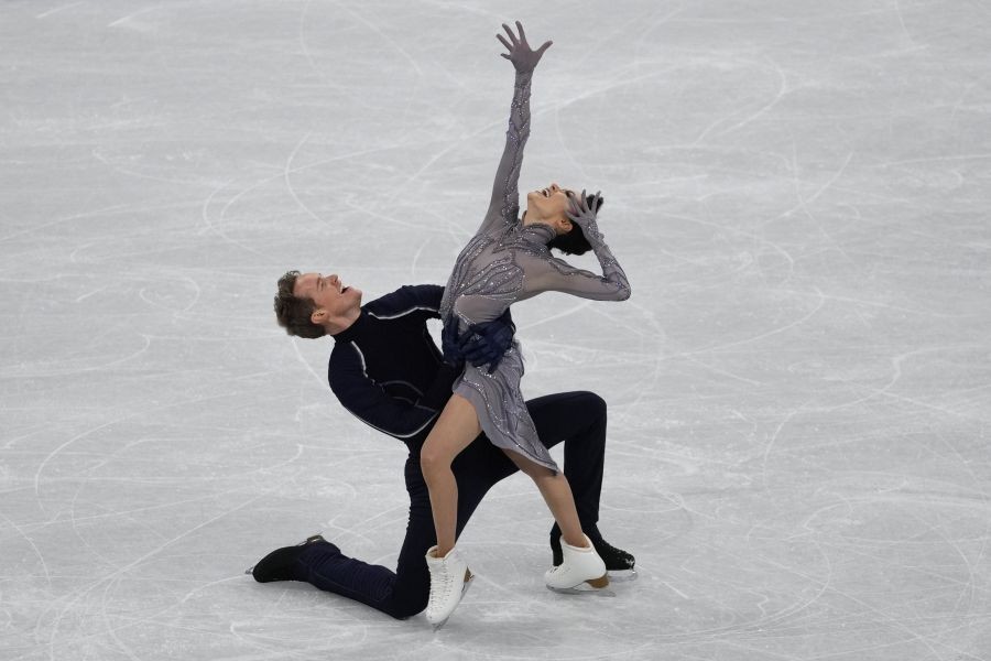 Beijing : Madison Chock and Evan Bates, of the United States, compete in the team ice dance program during the figure skating competition at the 2022 Winter Olympics, Monday, Feb. 7, 2022, in Beijing. AP/PTI