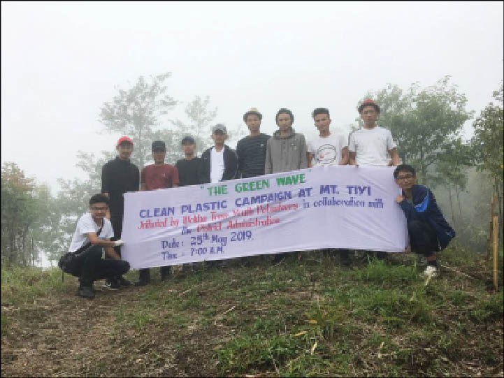 Youth from Wokha after cleaning plastic waste at Mt. Tiyi on May 25. (Photo Courtesy: Abenthung Kikon)