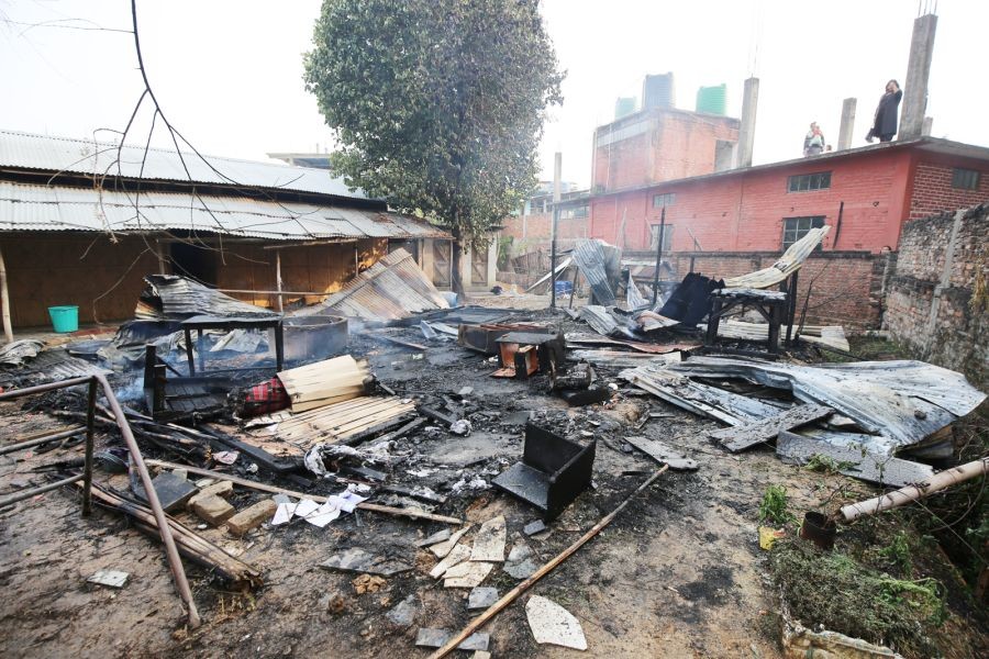 One house was completely razed down in a fire incident which occurred behind the IMC Hall, Fellowship Colony in Dimapur on February 24. According to eye witness, the fire was caused by short circuit. There were no reports of injury or casualties; however, property worth one lakh and Rs 5000 cash was lost in the fire. (Morung Photo)