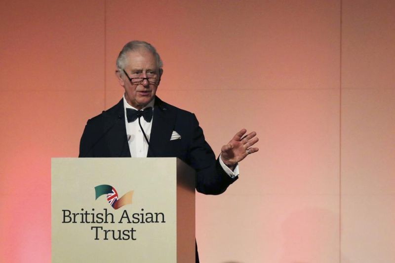 Britain's Prince Charles speaks at a reception to celebrate the British Asian Trust at The British Museum in London, Wednesday, Feb. 9, 2022. Royal officials say Britain’s Prince Charles has tested positive for COVID-19 and is self-isolating. A message on the royal’s official Twitter page said Charles tested positive on Thursday morning and was “deeply disappointed” not to be able to attend a scheduled visit in Winchester, England. (AP Photo )