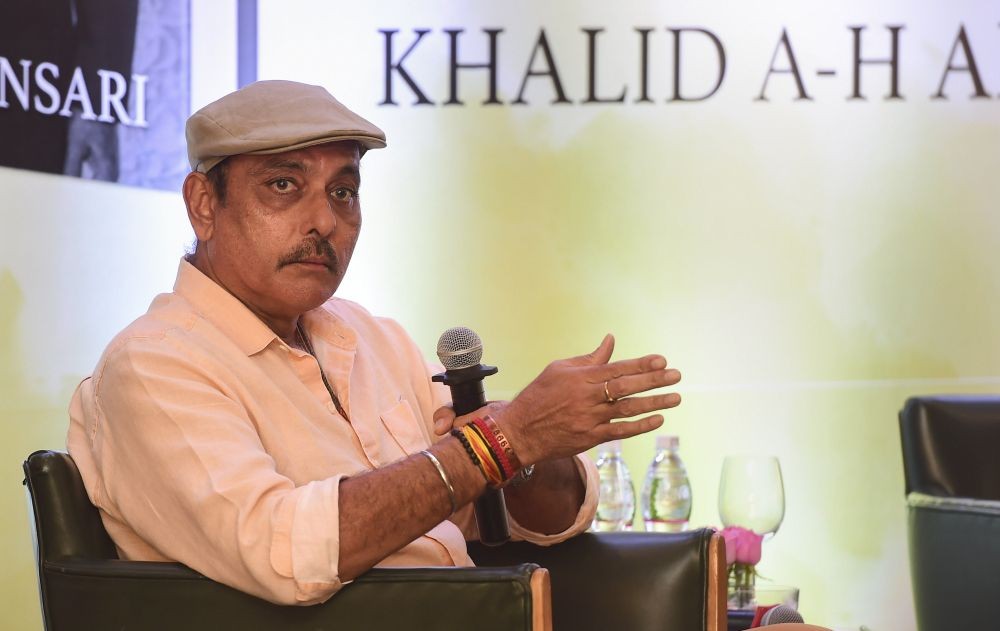 Mumbai: Former cricketer and coach of India cricket team Ravi Shashtri speaks at the launch of the book 'Its a Wonderful World' written by author and sports journalist Khalid A H Ansari, in Mumbai, Monday, Feb. 28, 2022. (PTI Photo/Shashank Parade)