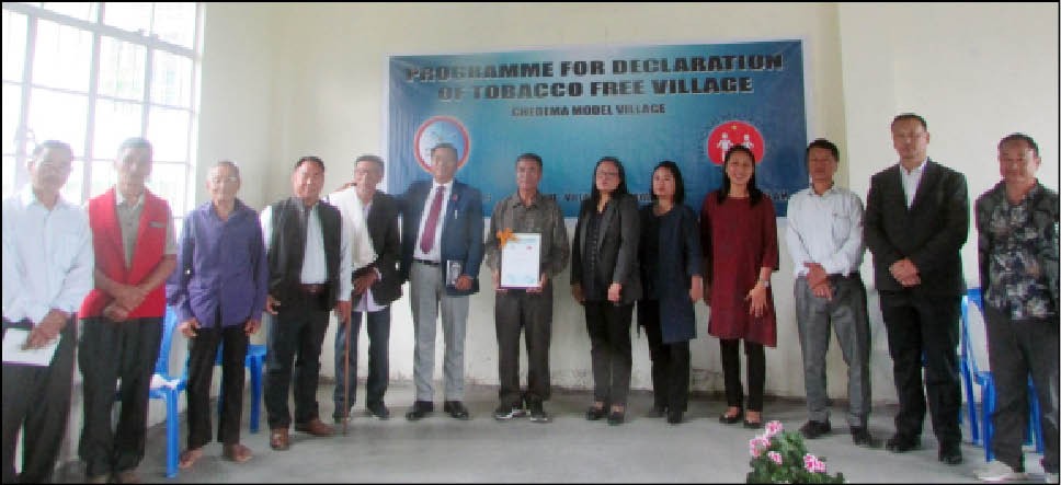 NTCP officers, Kohima ADC and others during the declaration of Chedema model Village as a tobacco free village on May 16. (Morung Photo)
