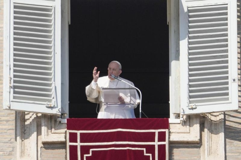 Pope Francis delivers the Angelus noon prayer from his studio window overlooking St Peter's Square at the Vatican on February 6, 2022. (AP File Photo)