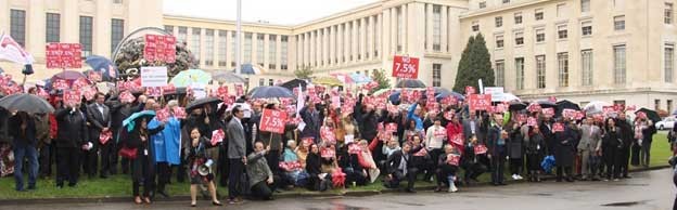 A protest by UN staff in Geneva. (United Nations Photo)