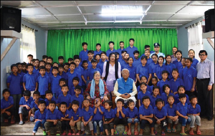 Governor Acharya and his wife Kavita Acharya along with Director Kohima Orphanage and Destitute Home, Neibanuo, officers of Raj Bhavan and children of Kohima Orphanage and Destitute Home. (Photo Courtesy: PRO to Governor)