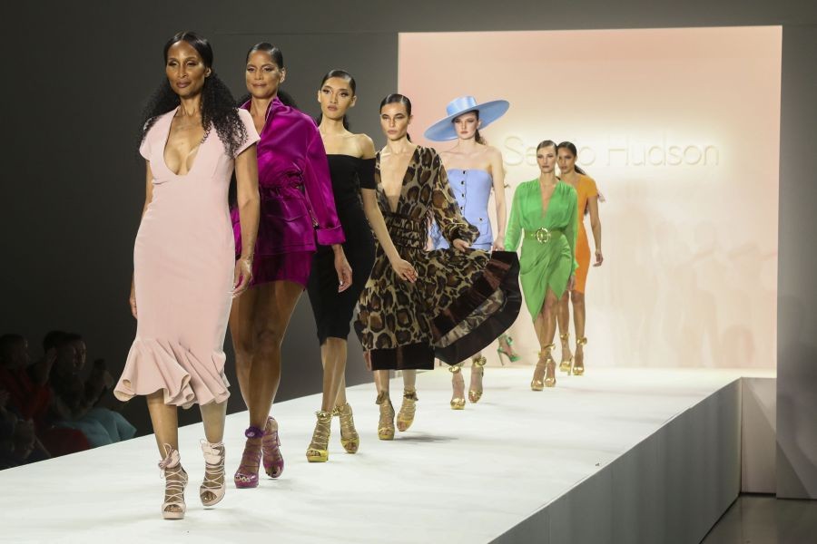 New York: Fashion models Beverly Johnson, left, and Veronica Webb, second left, walk the runway at the NYFW Fall/Winter 2022 Sergio Hudson fashion show at Spring Studios on Sunday, Feb. 13, 2022, in New York.AP/PTI Photo