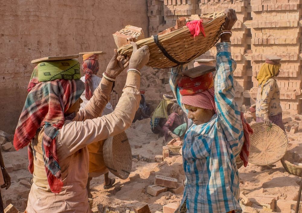 Nadia: Women work at a brick kiln on International Women's Day, in Nadia, Tuesday, March 8, 2022. (PTI Photo)