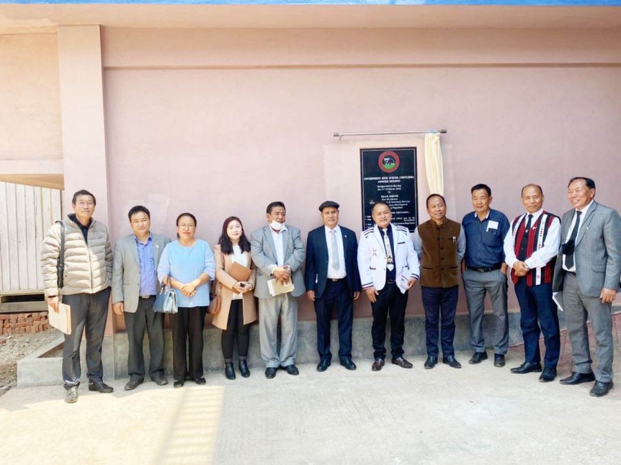Advisor R Khing and other during the inauguration of the Government High School, Chunlikha annexed school building on March 11.