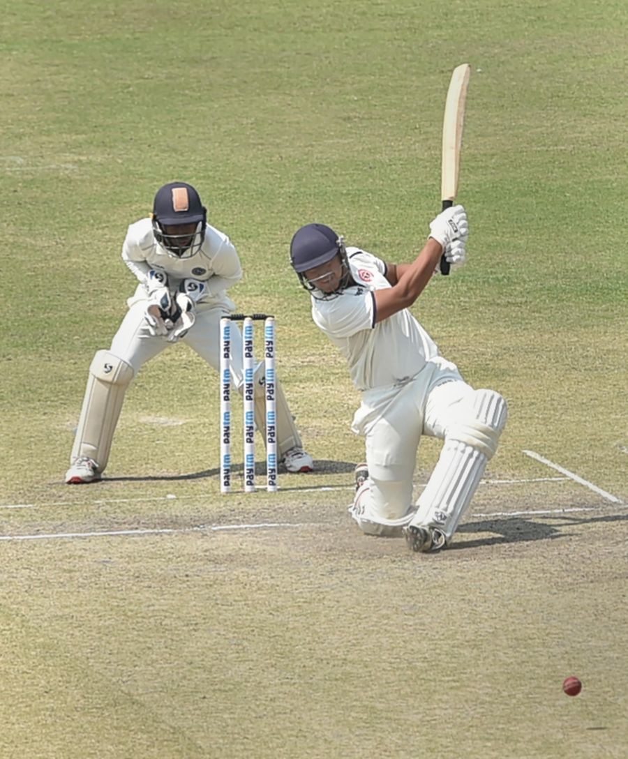 Kolkata: Nagaland's batter Khrievitso Kense plays a shot during the preliminary quarterfinal cricket match of Ranji Trophy between Jharkhand and Nagaland at Eden Garden, in Kolkata, Tuesday, March 15, 2022. (PTI Photo/Swapan Mahapatra)