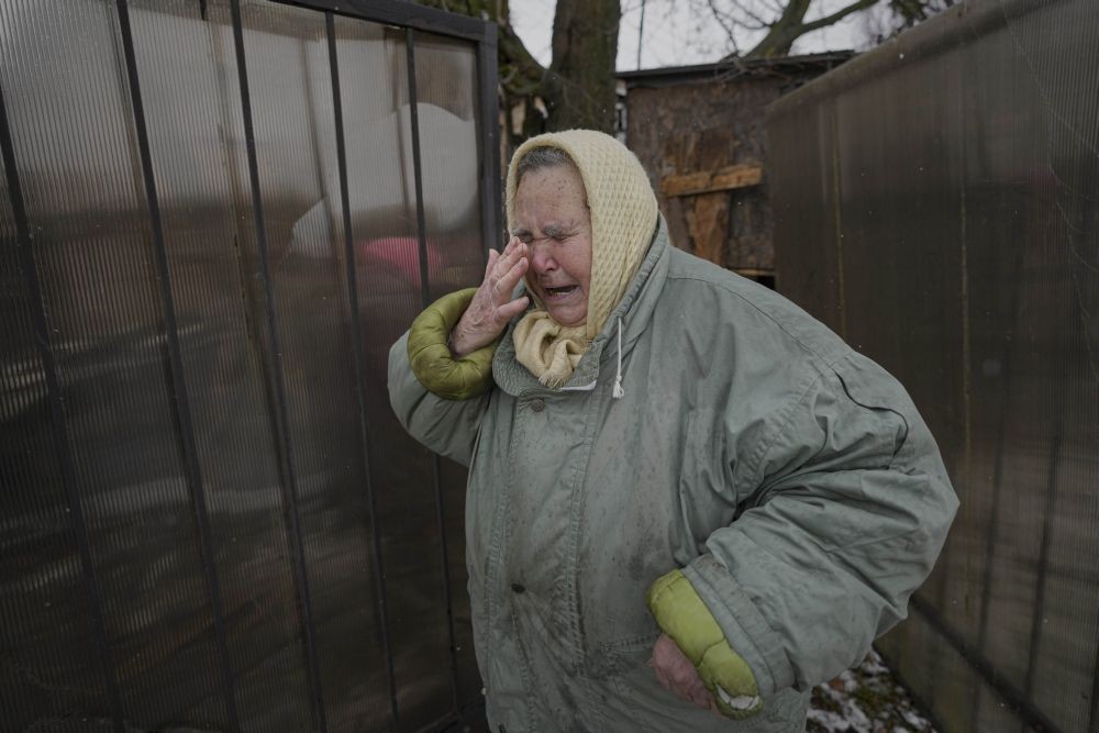 Gorenka: A woman cries as she leaves a house damaged by a Russian airstrike, according to locals, in Gorenka, outside the capital Kyiv, Ukraine, Wednesday, March 2, 2022. Russia renewed its assault on Ukraine's second-largest city in a pounding that lit up the skyline with balls of fire over populated areas, even as both sides said they were ready to resume talks aimed at stopping the new devastating war in Europe. AP/PTI