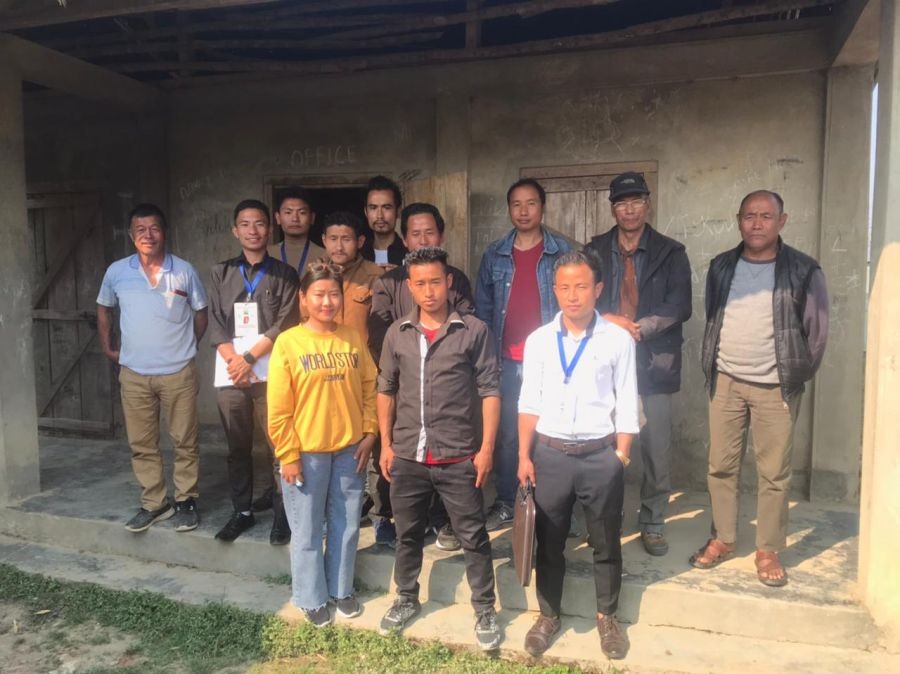 The SRSU team at a government institution during the educational tour in Suruhuto range.