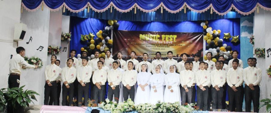 Participants during the music fest organised by 6th semester of Salesian College of Higher Education, Dimapur at Fr Bernick Memorial Hall on March 12.
