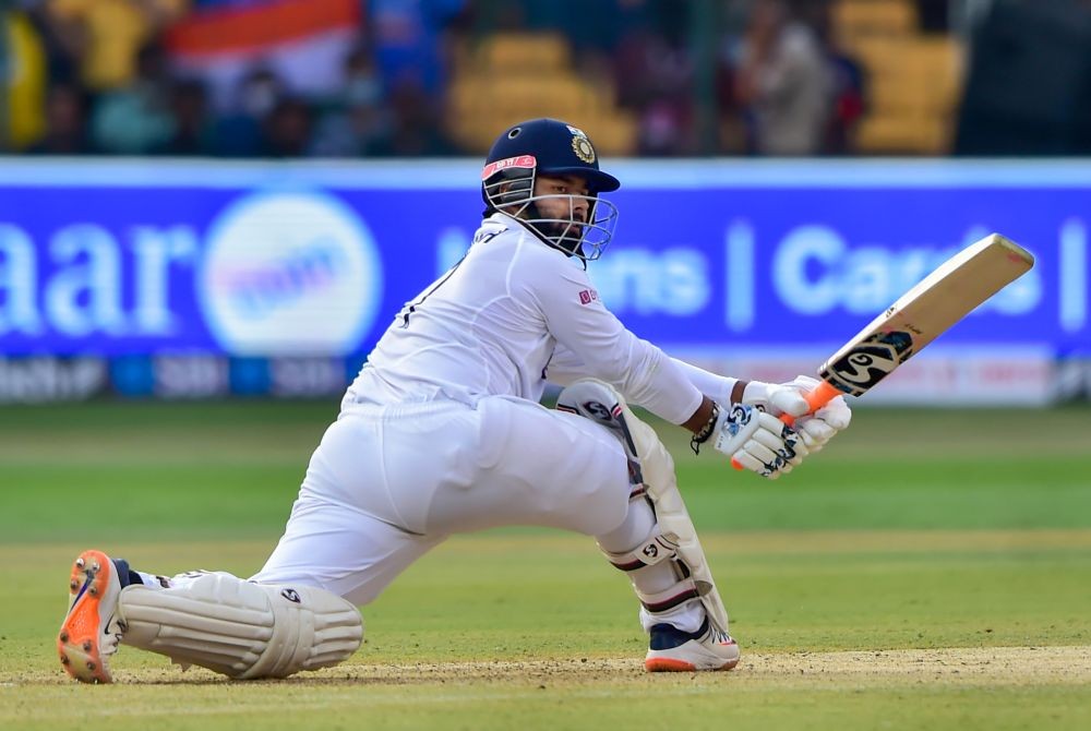 Bengaluru: India's batsman Rishabh Pant plays a shot during the second day of the second test cricket match between India and Sri Lanka, at Chinnaswamy Stadium in Bengaluru, Sunday, March 13, 2022. (PTI Photo/Shailendra Bhojak)