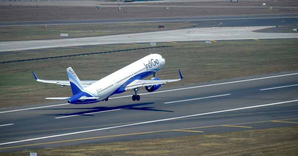 Chennai: An aeroplane takes off at the Chennai Airport, Tuesday, March 8, 2022. (PTI Photo/R Senthil Kumar)