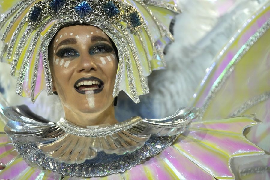 Rio de Janeiro : A performer from the Paraiso do Tuiuti samba school parades during Carnival celebrations at the Sambadrome in Rio de Janeiro, Brazil, Saturday, April 23, 2022.AP/PTI