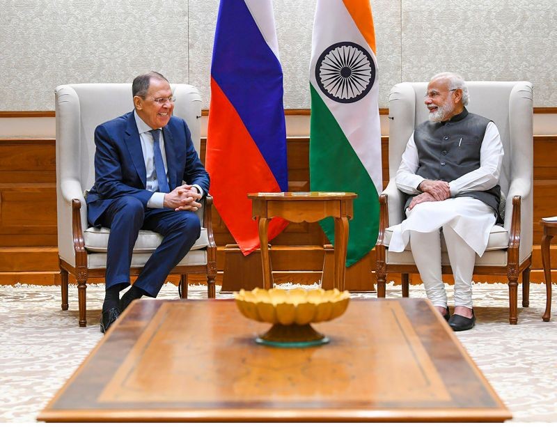 Prime Minister Narendra Modi with Russian Foreign Minister Sergey Lavrov, during their meeting in New Delhi. (PTI Photo)