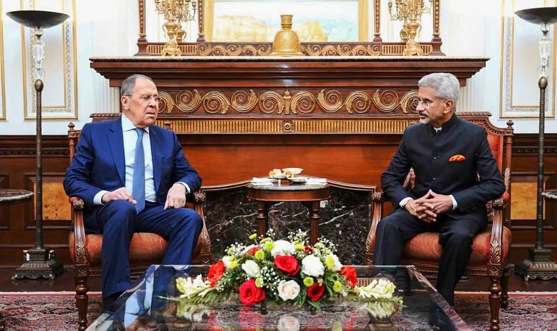 External Affairs Minister S. Jaishankar interacts with Russia's Foreign Minister Sergey Lavrov during a meeting, in New Delhi. (PTI Photo)