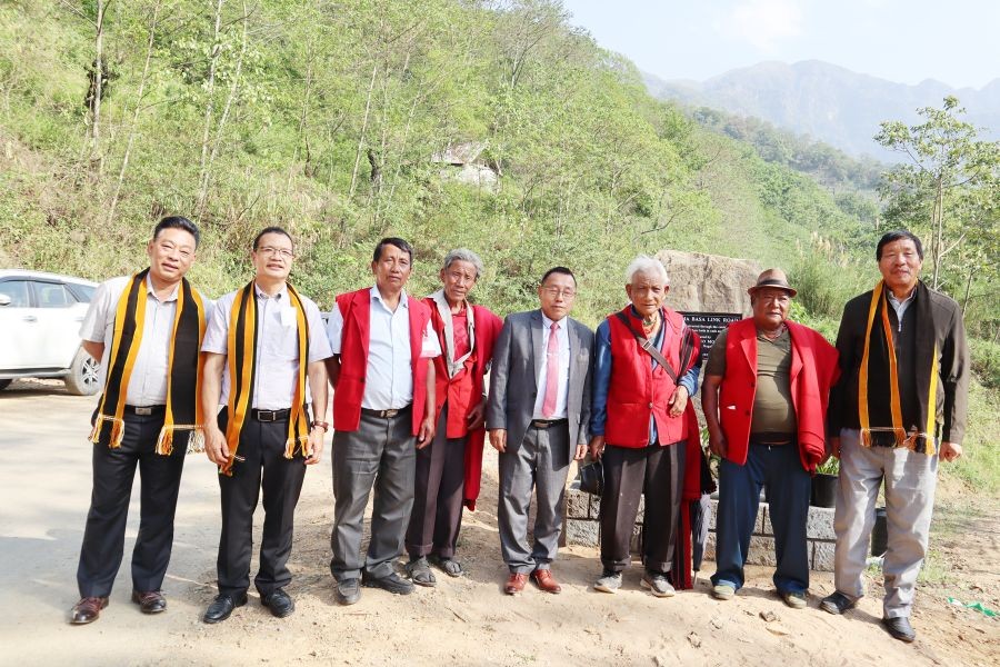 Nagaland Commissioner Rovilatuo Mor and others during the honoma Basa link road inauguration on April 26.