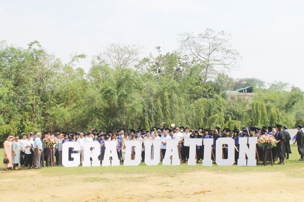 Graduating class of 2021-22 during a photo session with the invitees and staffs of LFI on April 23. (Morung Photo)