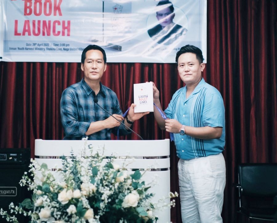 Rev Kilang Jamir releasing the book ‘Living Adult Lives’ written by Wapongmar Imsong on April 29.