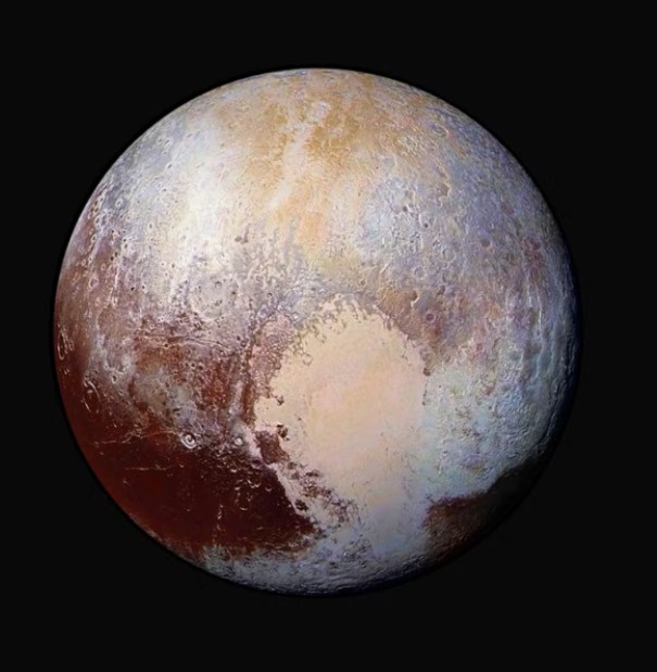 Pluto, the largest of the dwarf planets. This image was taken by NASA’s New Horizons spacecraft. NASA/JHUAPL/SwRI