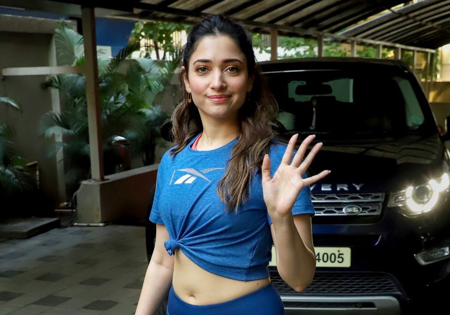 Mumbai: Bollywood actor Tamannaah Bhatia at Andheri in Mumbai, Monday, April 18, 2022. (PTI Photo)