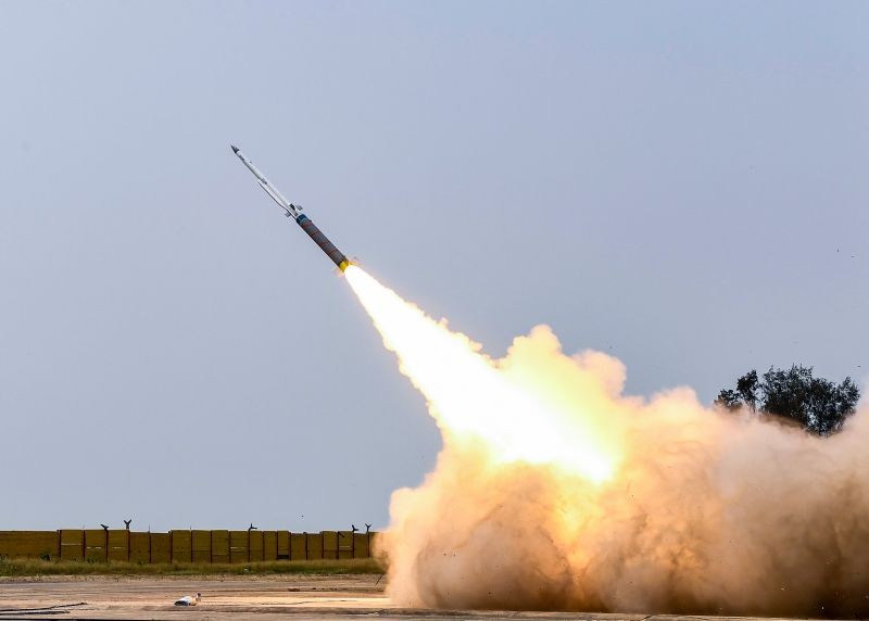 Defence Research and Development Organisation (DRDO) conducts a successful flight test of Solid Fuel Ducted Ramjet (SFDR) booster, at the Integrated Test Range (ITR) in Chandipur. (PTI Photo)