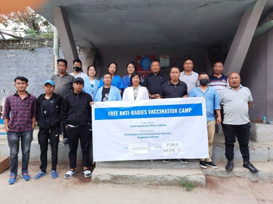 A free anti- rabies vaccination camp held at Para Medical Colony, Kohima on May 3. Conducted by Chief Veterinary Office Kohima in collaboration with Veterinary Hospital Kohima, 207 dogs have been vaccinated at the camp. The camp was sponsored by Directorate of Animal Husbandry & Veterinary Services, Nagaland, Kohima.