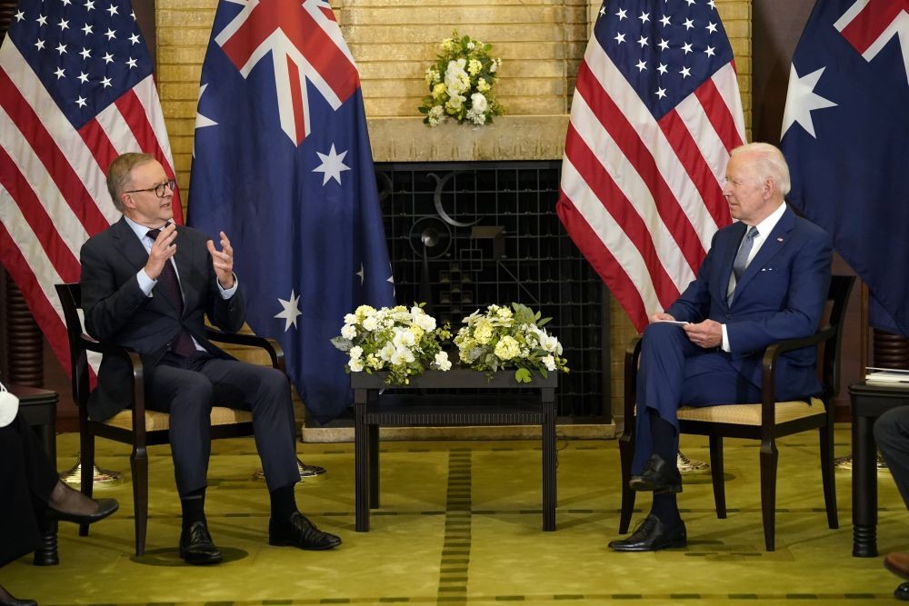President Joe Biden, right, meets with Australian Prime Minister Anthony Albanese during the Quad leaders summit meeting at Kantei Palace, Tuesday, May 24, 2022, in Tokyo. AP/PTI(
