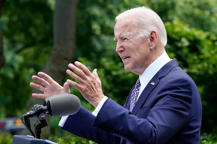 President Joe Biden speaks in the Rose Garden of the White House in Washington, Tuesday, May 17, 2022. Biden's six-day trip to South Korea and Japan aims to build rapport with the Asian nations’ leaders. Biden will also be trying to send an unmistakable message to China that Russia’s faltering invasion of Ukraine should give Beijing pause about its own saber-rattling in the Pacific. Biden departs Thursday and is set to meet newly elected South Korean President Yoon Suk Yeol and Japanese Prime Minister Fumio Kishida. (AP Photo/Susan Walsh) (ASSOCIATED PRESS)