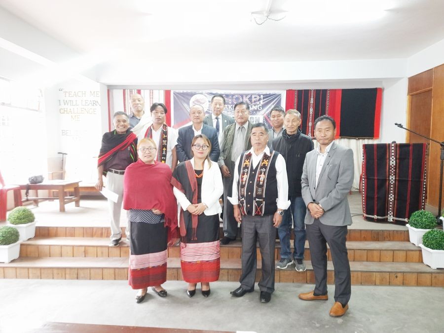Newly elected office bearers of Chokri Chakhesang Literature Board for the tenure 2022-25 along with others.