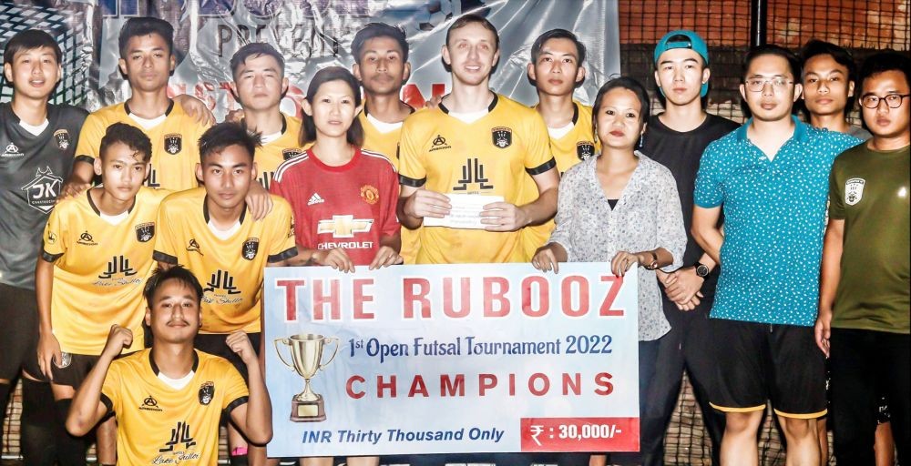 Dimapur FC won the 1st Open Futsal tournament, 2022 defeating Genesis FC by 4 goals to 2. The tournament organised by The Rubooz was held at Junkyard Turf, Padampukhri on May 13 and 14. Longshi of Dimapur FC was awarded the Best Player for scoring 11 goals while Homka from Genesis FC was adjudged as the Best Goalkeeper. (DIPR Photo)
