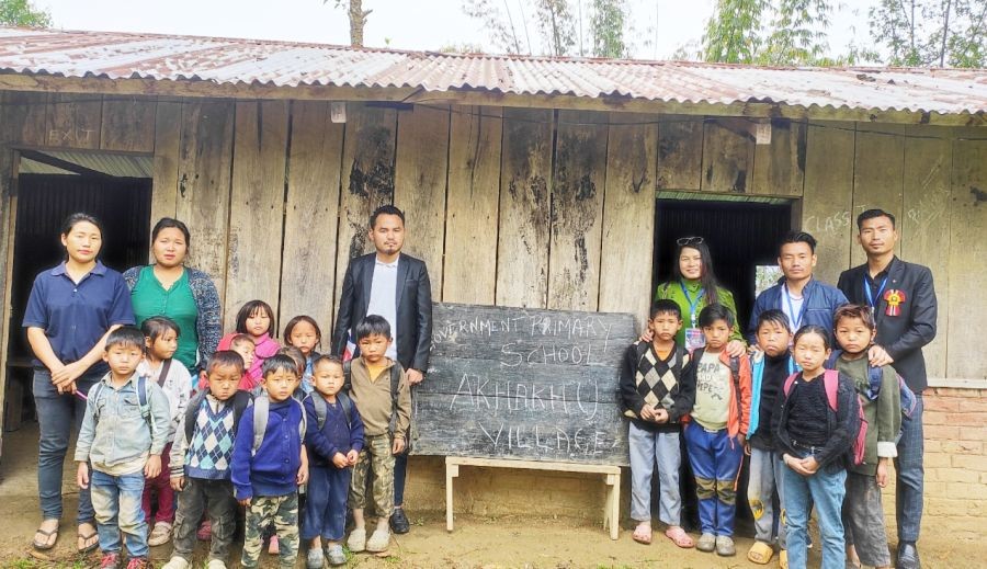 Eastern Sumi Students’ Union officials during the inspection of a school as part of their 1st phase education tour in Aghunato.