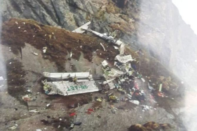 Tara Airlines plane crash site in Nepal's Mustang district. Photograph: Courtesy @NaSpokesperson/Twitter