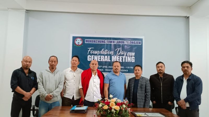 Mokokchung Town Lanur Telongjem officials (the outgoing and incoming) at the Foundation-day-cum general meeting on April 30. (Photo Courtesy: MTLT Media Cell)