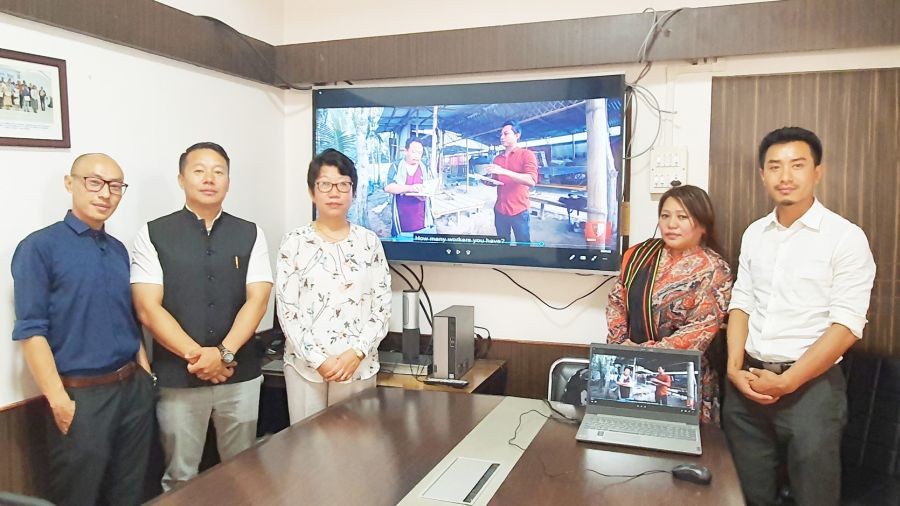 Commissioner & Secretary, Kevileno Angami, Economics & Statistics Director Neidilhou Angami and others during the release of a short video on Right Data in Kohima on May 30. (Morung Photo)