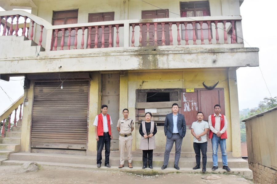 Inspection Team of Kohima check gates infront of the closed KMC and Police check gates at Keyake BSF Camp during inspection drive on May 27. (DIPR Photo)