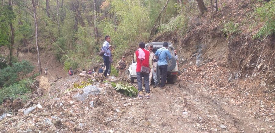 A section of the road leading to Star Lake and Molhe Post in Meluri sub division of Phek district, which is part of one of the three projects that the RPP and villagers of the area say have been left incomplete despite withdrawal of funds.