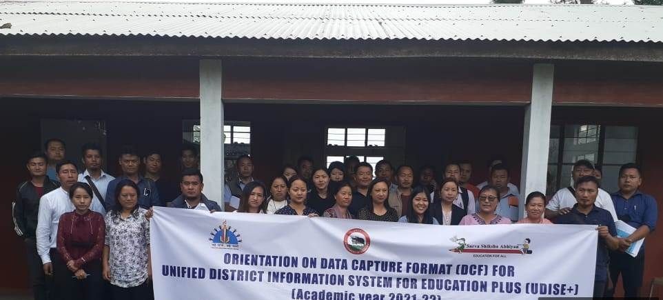 Officials with participants of one-day block level orientation on DCF for UDISE+ 2021-2022 under EBRC Sechü Zubza on May 25.