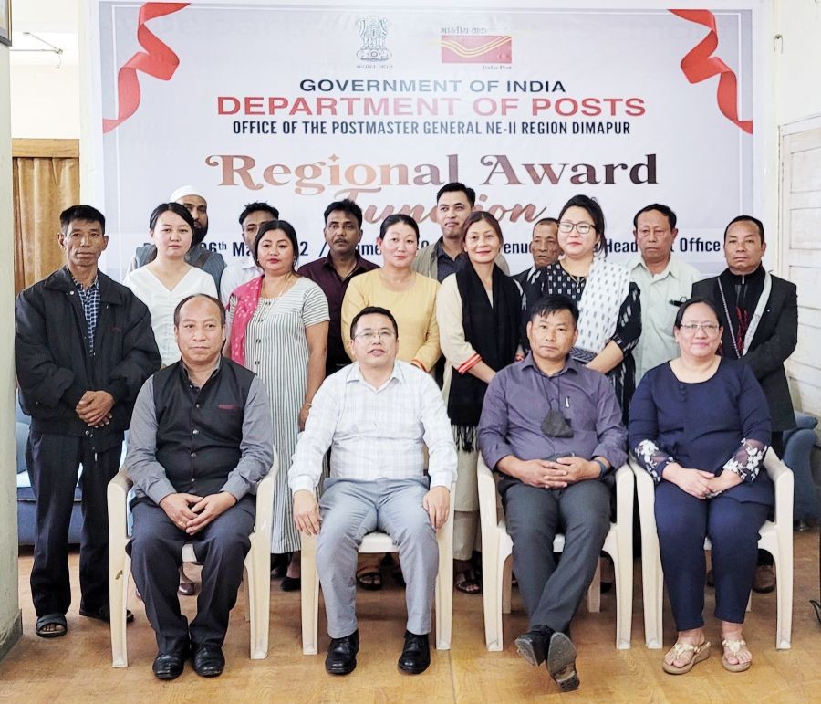 The awardees with Som Kamei and other officials at the award ceremony in Kohima on May 6. (Morung Photo)