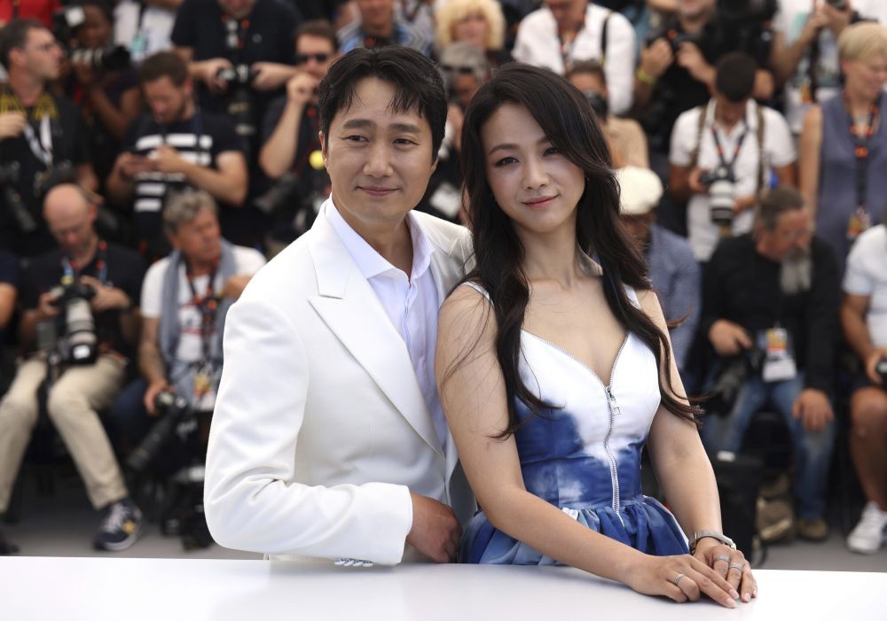 Park Hae-il, left, and Tang Wei pose for photographers at the photo call for the film 'Decision to Leave' at the 75th international film festival, Cannes, southern France, Tuesday, May 24, 2022.AP/PTI