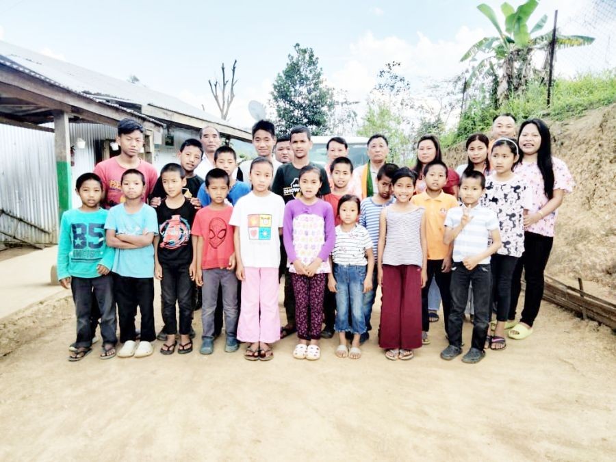 BJP, Mokokchung district officials along with the children at Care & Support Society (Orphanage Home), Chungtia on May 8. (Photo Courtesy: IT & Media Cell, BJP Mokokchung)