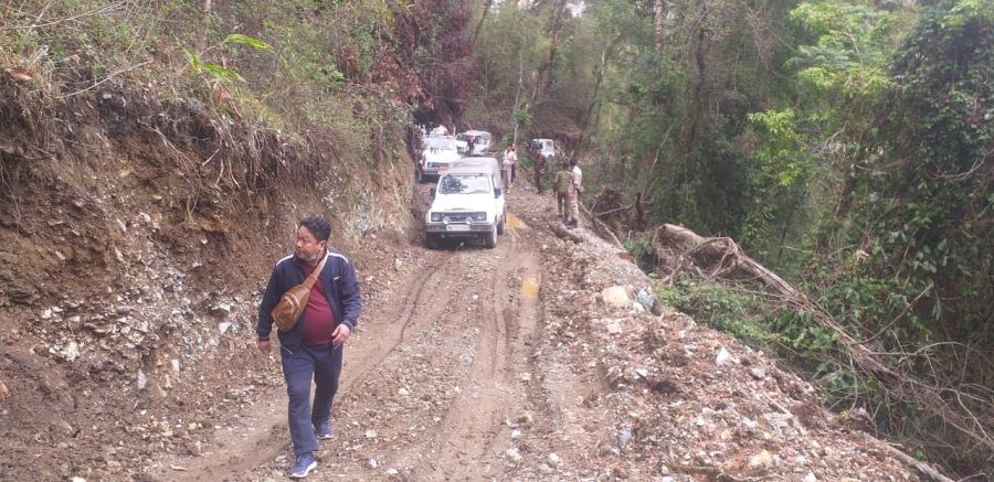 A section of the road leading to Star Lake and Molhe Post in Meluri sub division of Phek district, which is part of one of the three projects that the RPP and villagers of the area say have been left incomplete despite withdrawal of funds.