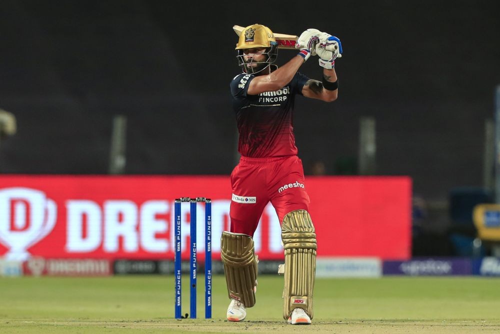 Pune: Virat Kohli of Royal Challengers Bangalore plays a shot during the 49th T20 cricket match of the Indian Premier League 2022 (IPL season 15), between the Royal Challengers Bangalore and the Chennai Super Kings, at MCA International Stadium in Pune, Wednesday, May 4, 2022. (Sportzpics for IPL/PTI Photo)