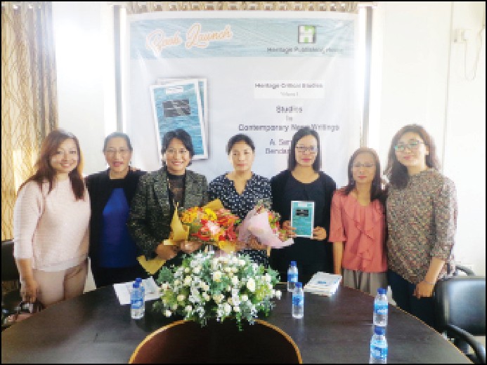 The book launch team seen here with authors A Sentiyula and Bendangsenla (2nd & 3rd from left) of ‘Studies in Contemporary Naga Writings’, published by Heritage Publishing House, in Dimapur on Saturday, January 12.  (Morung Photo)