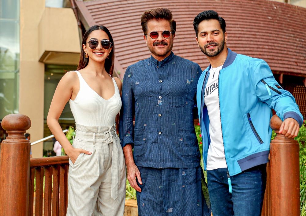 Mumbai: Bollywood actors Kiara Advani, Anil Kapoor and Varun Dhawan pose for photos during the promotions for their upcoming film 'Jugjugg Jeeyo', in Mumbai, Wednesday, June 22, 2022. (PTI Photo)