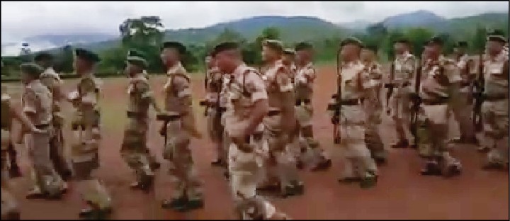 A screen grab from video of Nagaland Police’s drill with Bollywood touch that went viral on July 11. (Morung/screen grab photo)