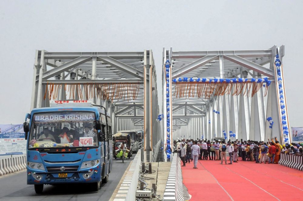 Hajipur: Reconstructed Mahatma Gandhi (MG) bridge over the River Ganga, in Hajipur, Tuesday, June. 7, 2022. (PTI Photo)(